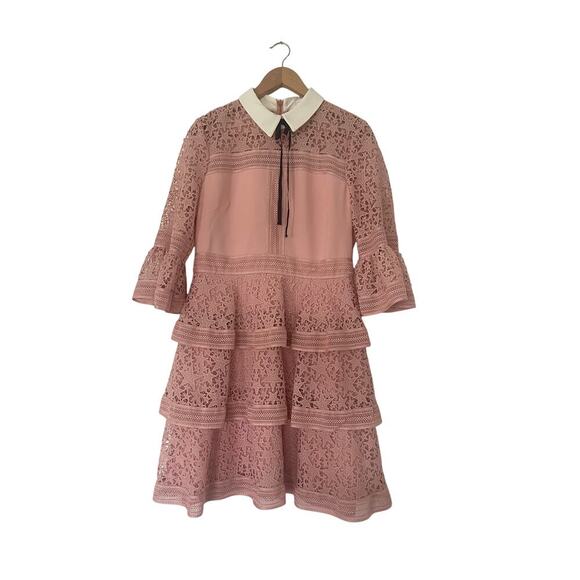 NWT Ted Baker Star Lace Ruffle Collared Dress Size 4 - Picture 5 of 7